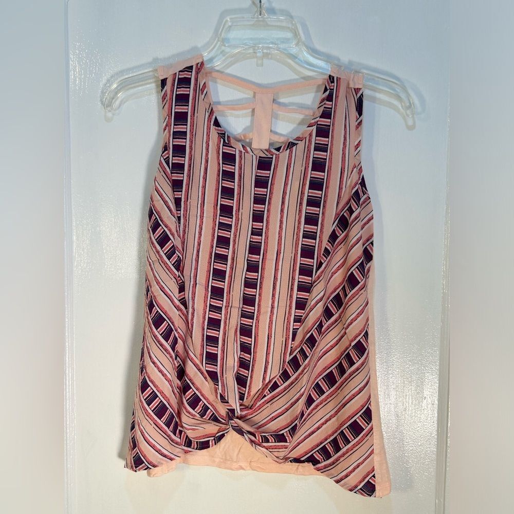 Magenta Womens Size 14 Sleeveless Blouse Cream w/Brn Geom Pattern New With Tags
